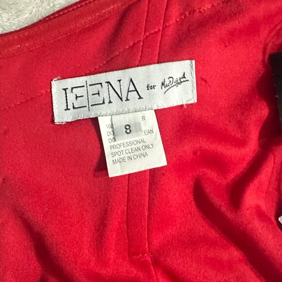 Mac Duggal Bustier Gown Women's 8 Red Strapless Sweetheart Maxi Pooled Train - Picture 7 of 13